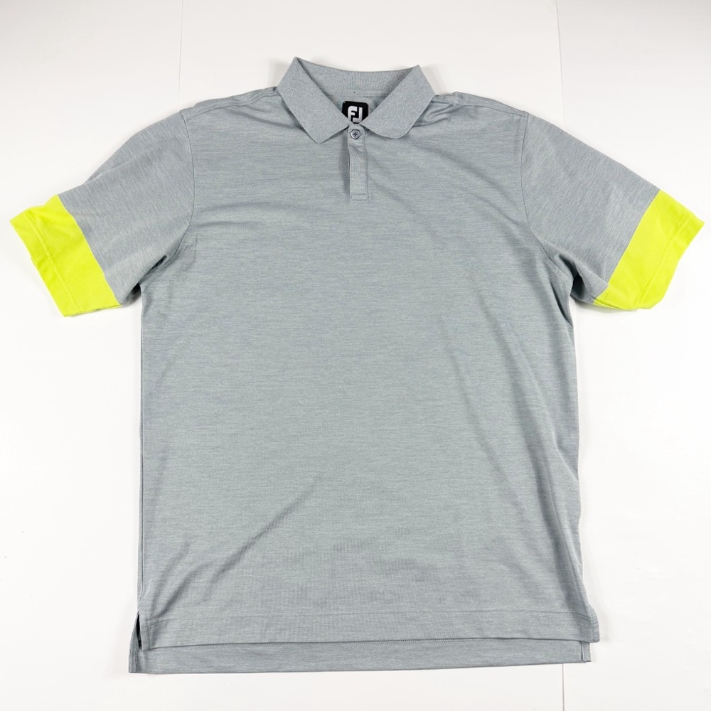 FootJoy Light Gray Polo with‎ Neon Yellow Accents